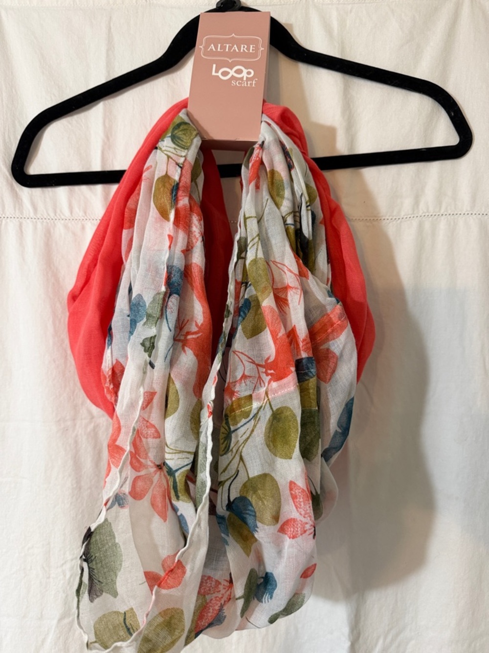 Altare Coral Loop Scarf with Floral Print
